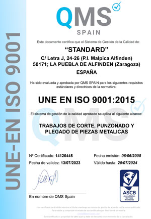 ISO 9001:2015 TALLERES CESTER